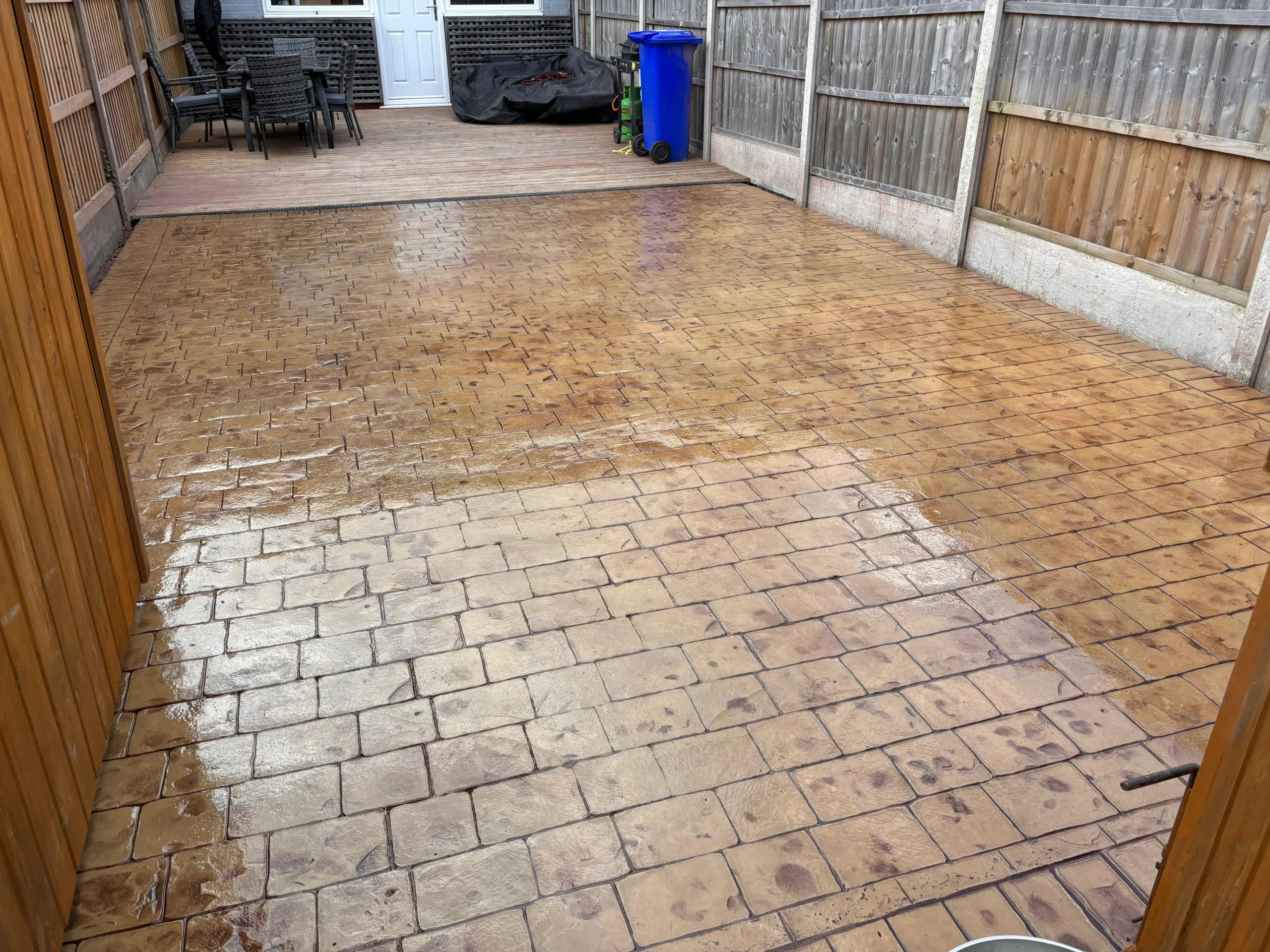Pattern imprinted concrete driveway installation in Manchester by L&R Surfacing