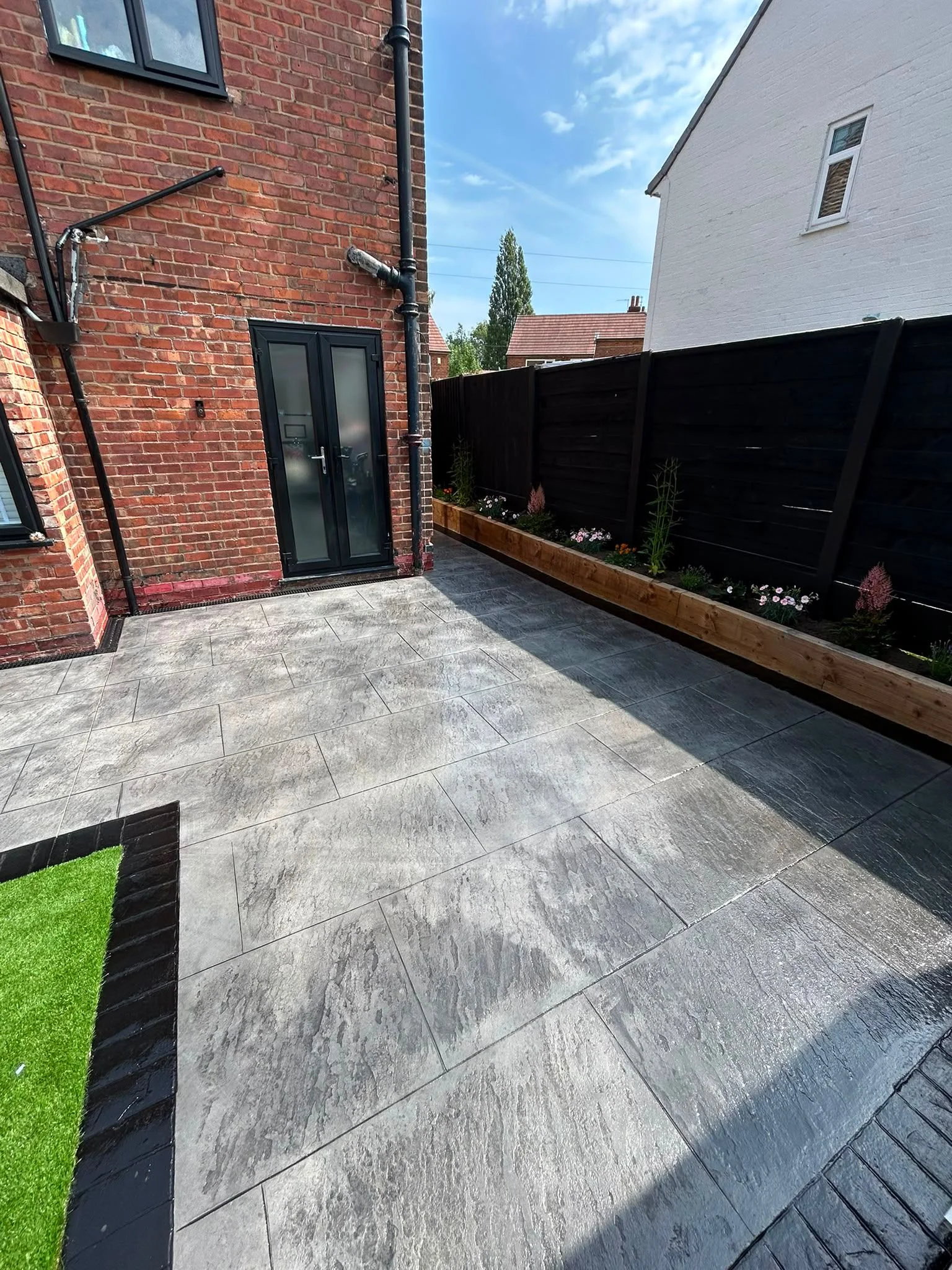 Decorative imprinted concrete surface on a residential property in Cheshire