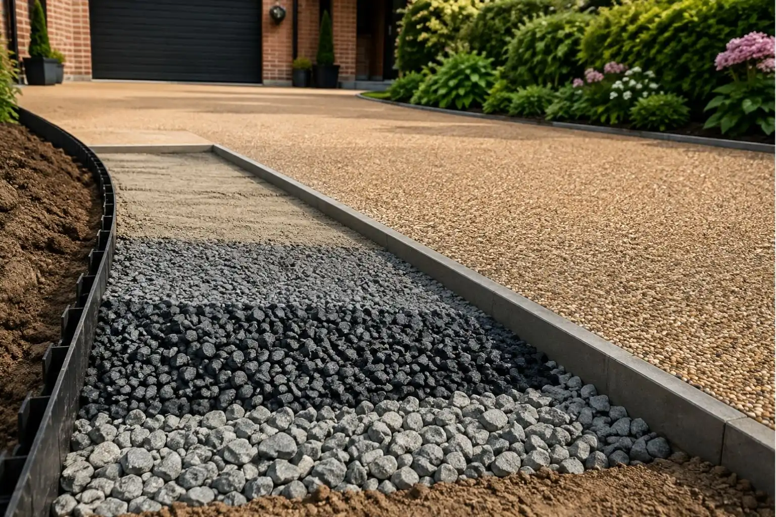 What is the best sub base for a driveway with different aggregate materials for drainage